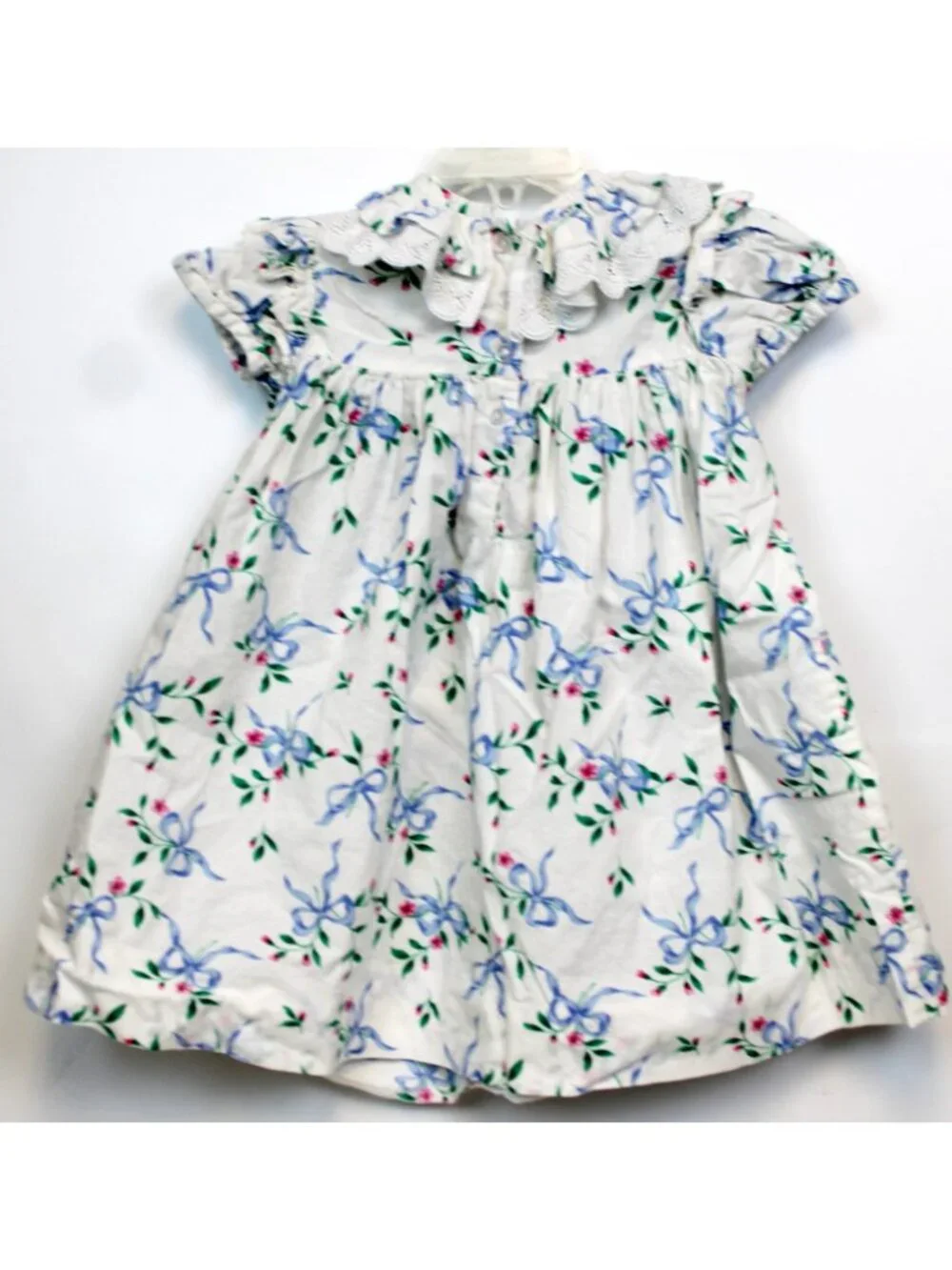 Simi Baby 2pc Dress Bloomer Diaper Cover sz 24m Floral Flowers Lace Trim Puff